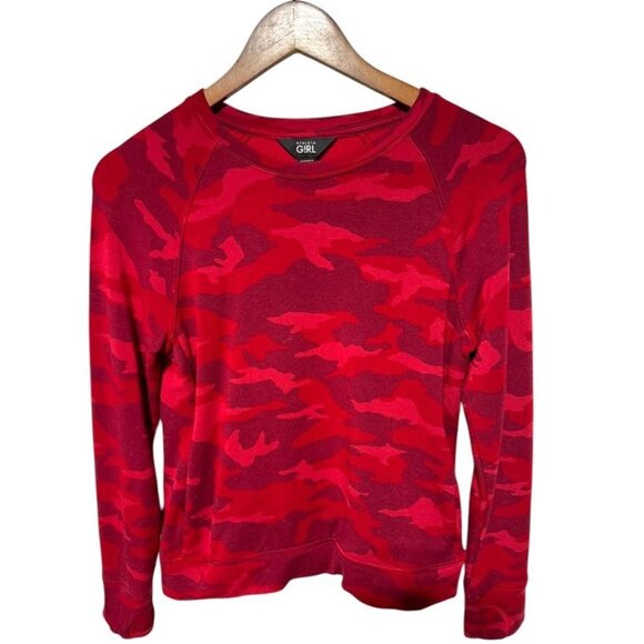 Athleta Girl Camo Print Sweatshirt Red Size Large/12 - Picture 7 of 7